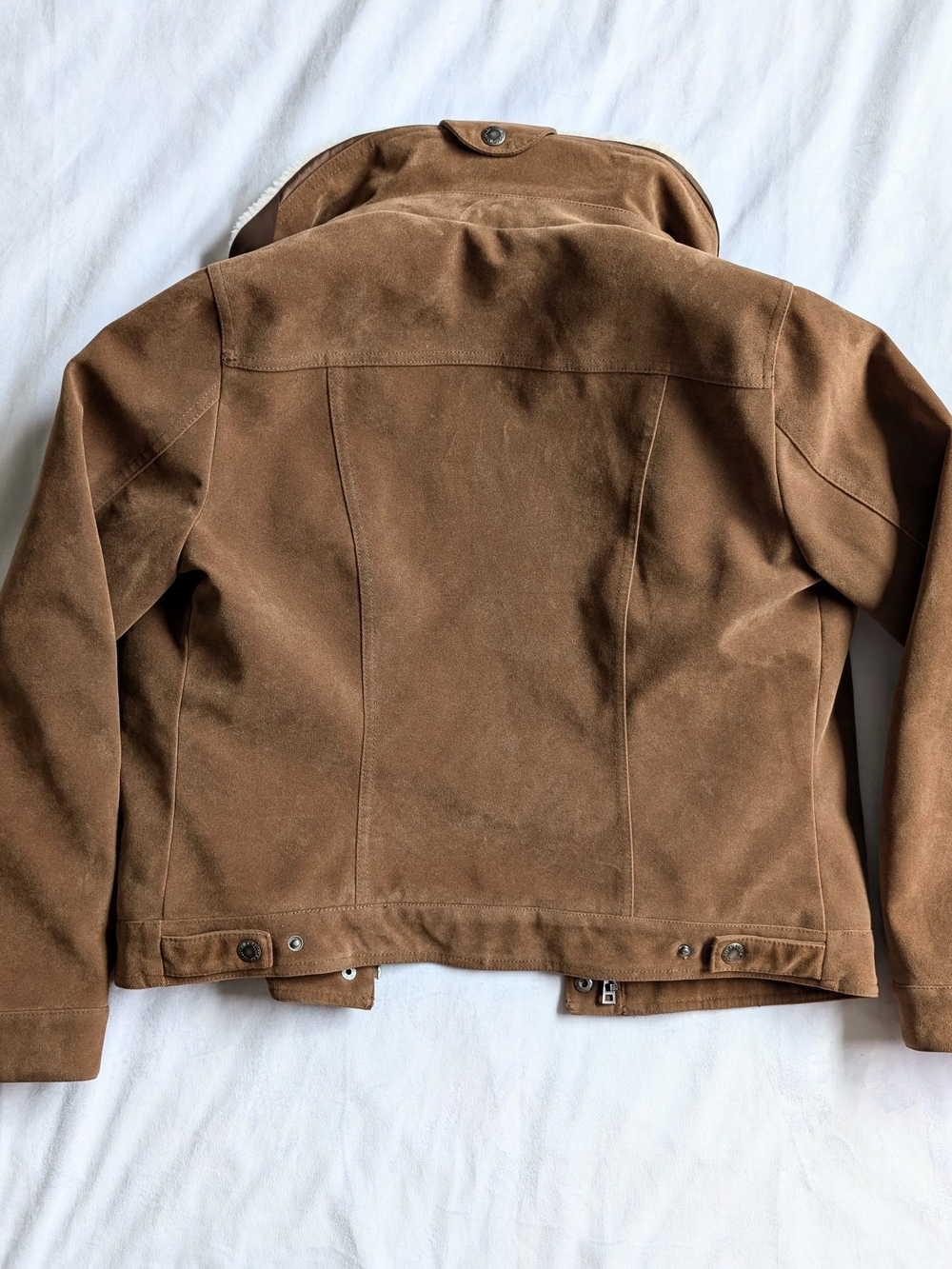 Levi’s Faux Suede Sherpa Jacket Mens M Cognac Fully Lined Trucker Coat NWOT - Picture 5 of 7